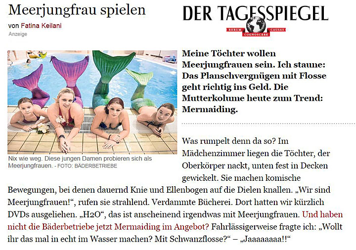 Tagesspiegel: Meerjungfrau spielen