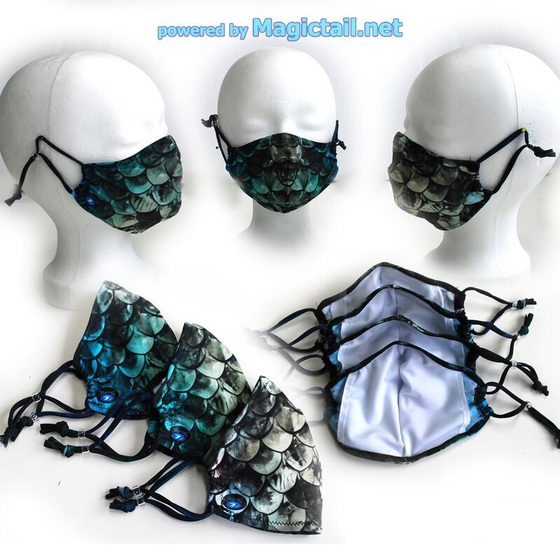 Scale face mask grey blue M